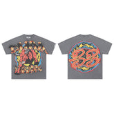 Dark Grey Vintage Bull Fire Graphic Oversized T‑Shirt