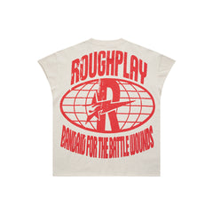 Vintage Washed Off‑White Retro Poster Globe Graphic Oversized T‑Shirt