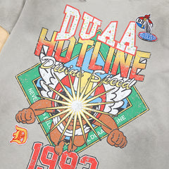 Grey Vintage 1993 Hotline Graphic Long Sleeve Oversized T‑Shirt