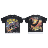 Vintage Washed Black Gorilla Movie Graphic Oversized T‑Shirt
