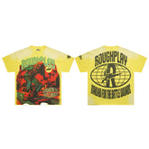 Vintage Washed Yellow Portrait Globe Graphic Oversized T‑Shirt
