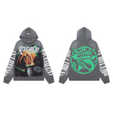 Roughplay Dark Grey Skull Tongue Graphic Hoodie Men Oversized Streetwear Pullover