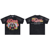 Black Washed 8‑Ball Poker Card DUAA Double‑Sided Graphic Oversized T‑Shirt
