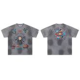 Washed Grey Psychedelic Abstract Art DUAA Graphic Oversized T‑Shirt