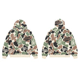 Classic Green Camo Full Zip‑Up Hoodie Oversized Streetwear Hooded Jacket