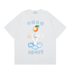 Casablanca Sport Hand & Orange Graphic T-Shirt - White