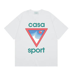 Casablanca Sport Red Triangle Horizon T-Shirt - White
