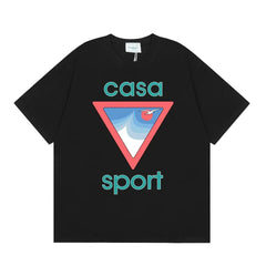 Casablanca Sport Red Triangle Horizon T-Shirt - Black