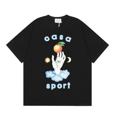 Casablanca Sport Hand & Orange Graphic T-Shirt - Black