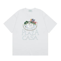 Casablanca Plaza Casa Floral Fountain T-Shirt - White