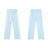 Light Blue Washed Side Stripe Gothic Letter DUAA Wide Leg Track Pants
