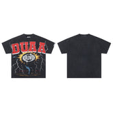 Black Vintage DUAA Worldwide Lightning Graphic Oversized T‑Shirt