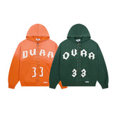 Dual‑Color Vintage Gothic Letter Oversized Zip‑Up Hoodie