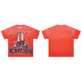 Red Vintage Muhammad Ali Boxing Portrait Graphic Oversized T‑Shirt