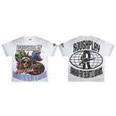 Vintage Washed White Statue Of Liberty Globe Graphic Oversized T‑Shirt