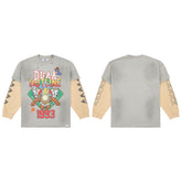 Grey Vintage 1993 Hotline Graphic Long Sleeve Oversized T‑Shirt