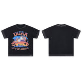 Black Vintage City Of Angels Sunset DUAA Graphic Oversized T‑Shirt