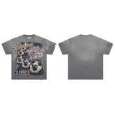 Washed Black Vintage 1993 Soccer World Flag Graphic Oversized T‑Shirt