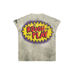 Vintage Washed Grey Cartoon Comic Graphic Oversized T‑Shirt