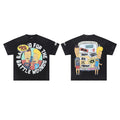 Roughplay Retro Cartoon Collage Graphic Short Sleeve Tee Men Oversized Streetwear T‑Shirt