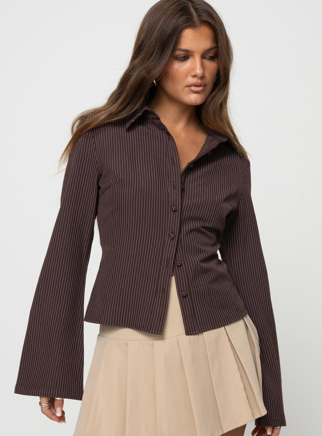 Pinstripe Shirt Brown