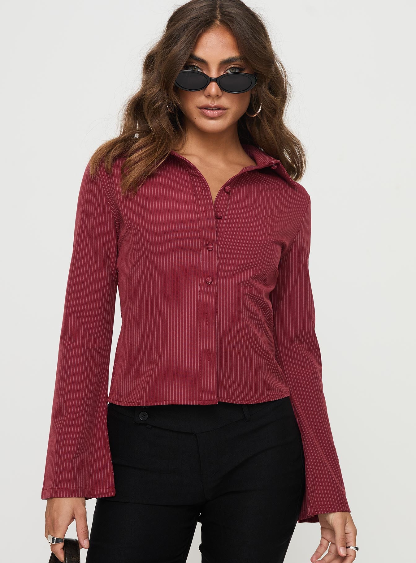 Pinstripe Shirt Red