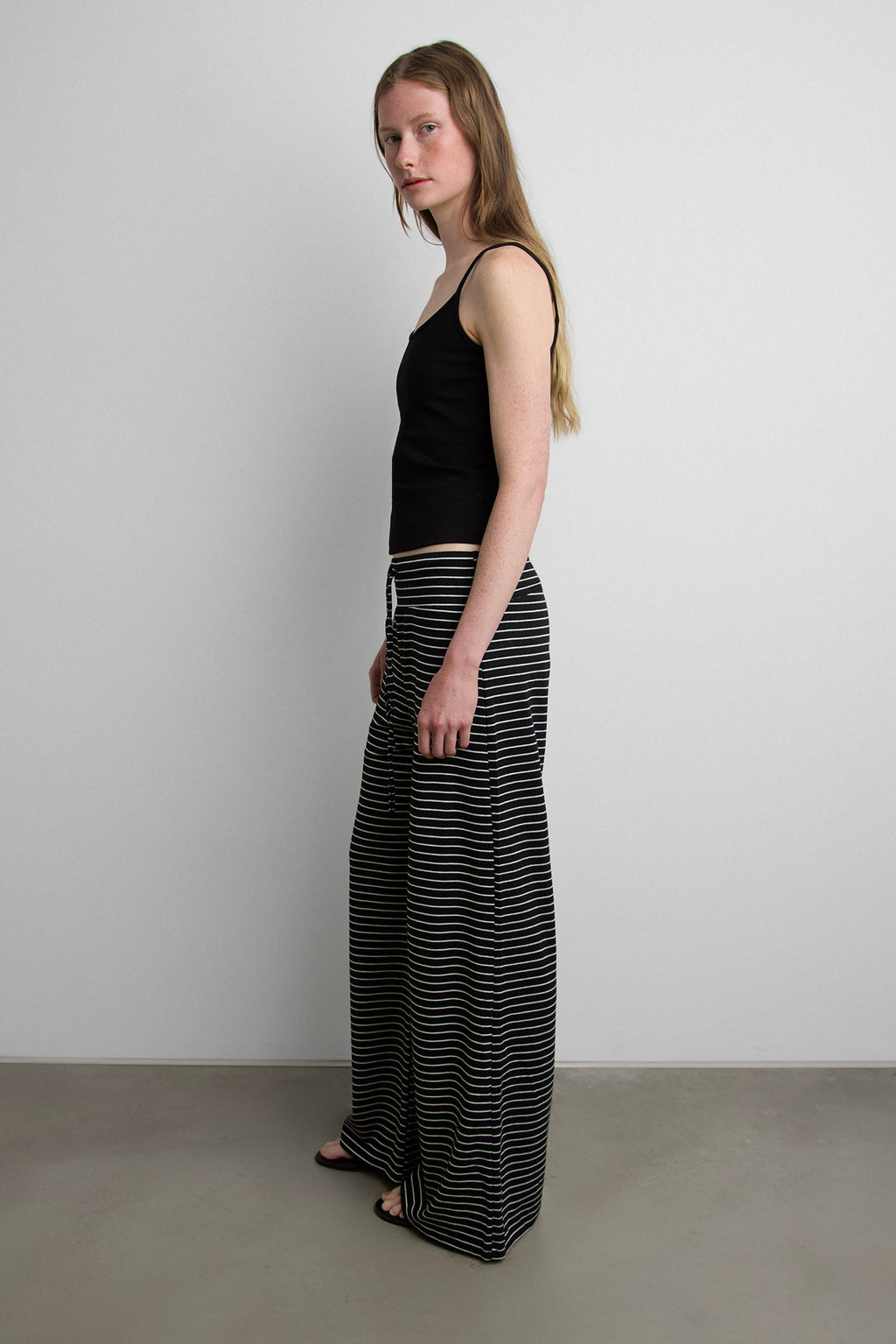 RIBBED KNIT STRIPED FLARE PANT
