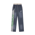 Roughplay Vintage Washed Green Letter Side Stripe Wide Leg Sweatpants Men Streetwear Loose Trousers