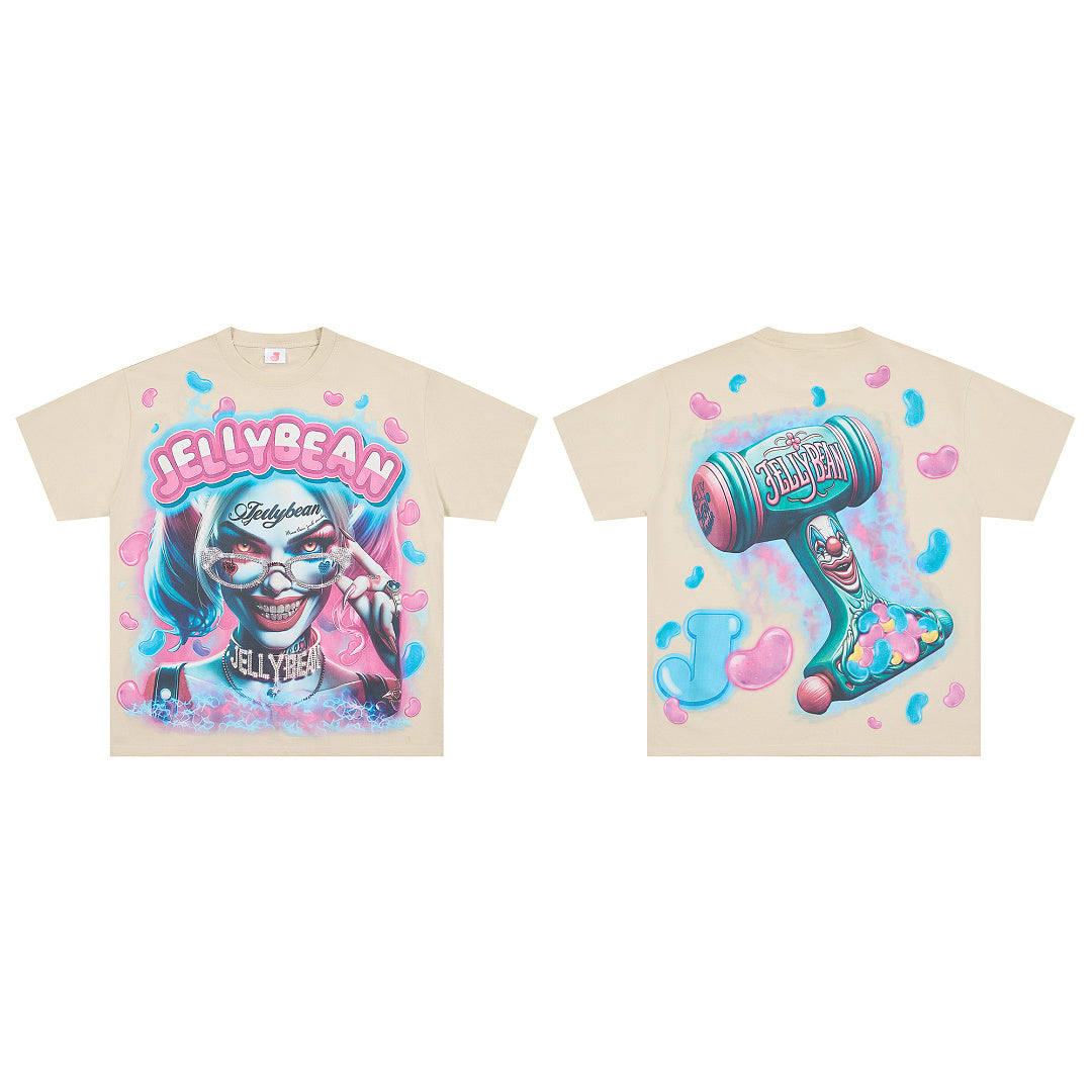 Jellybean Retro Surreal Portrait Graphic Oversized T‑Shirt