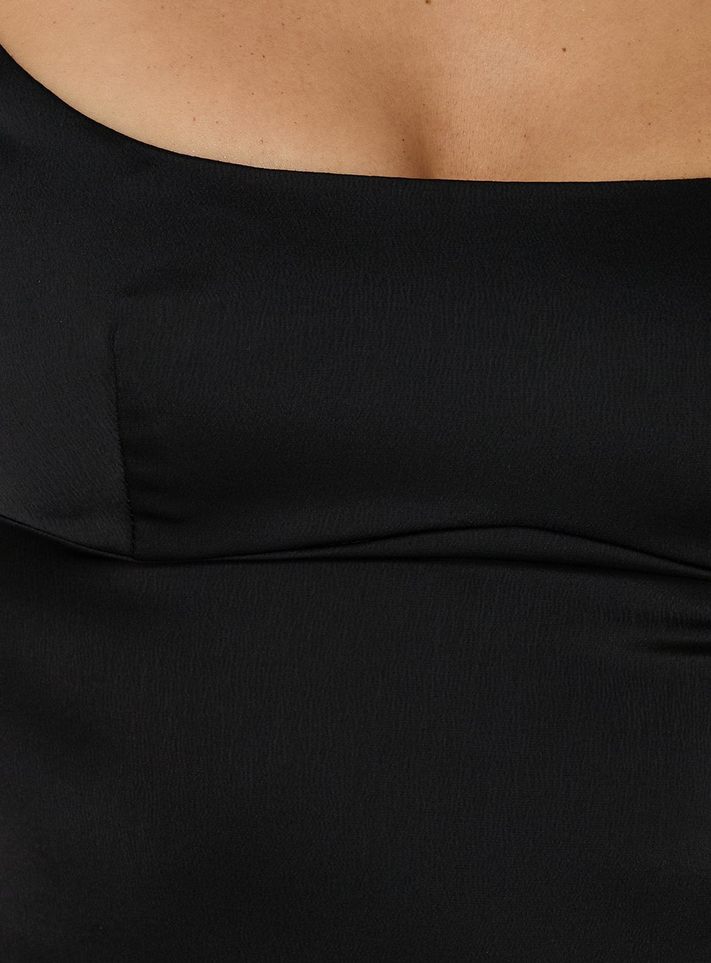 Satin Scoop Tailored Top Black