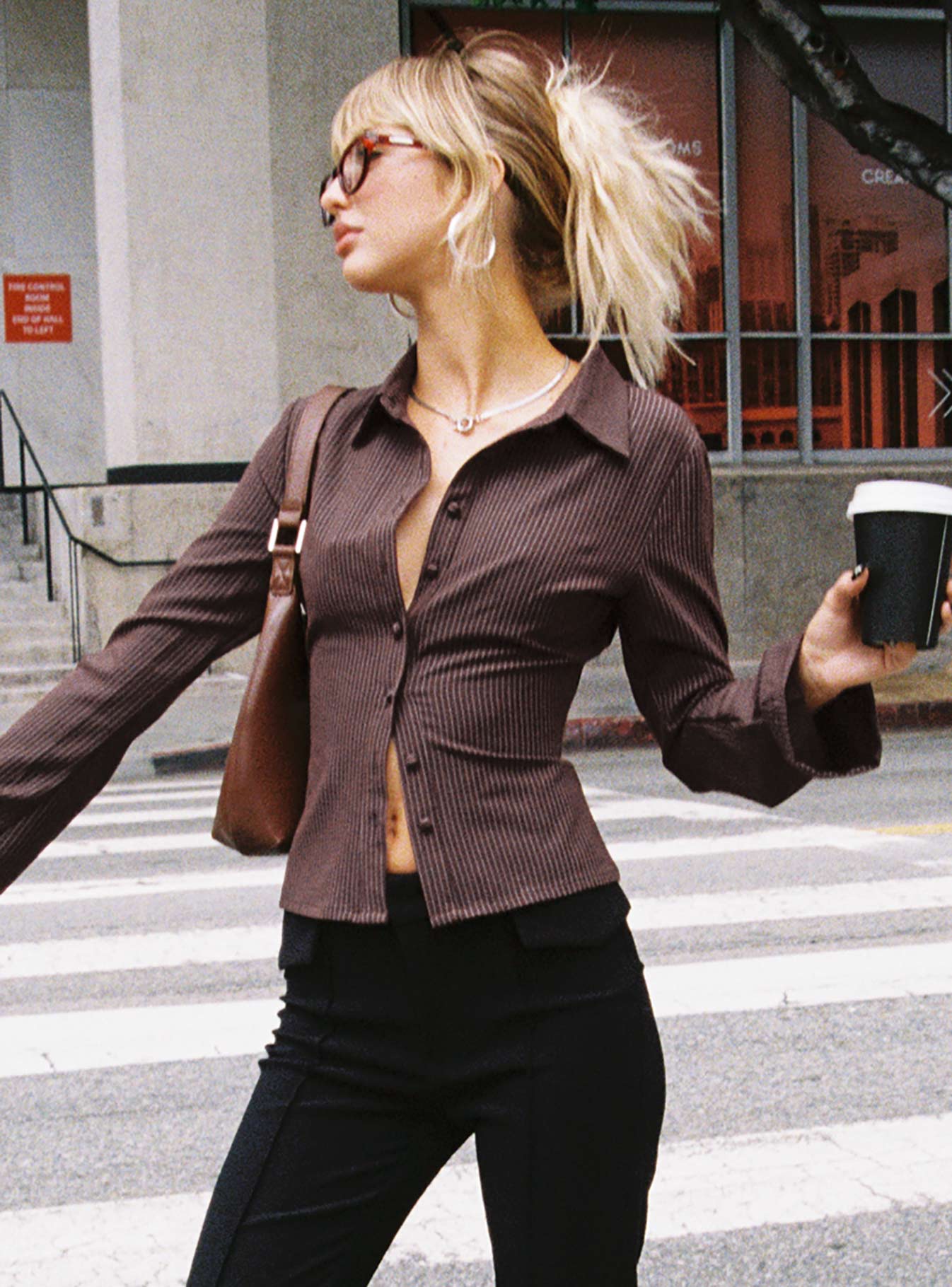 Pinstripe Shirt Brown