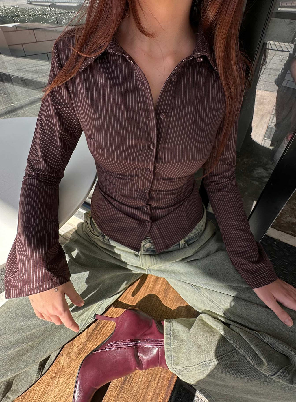 Pinstripe Shirt Brown