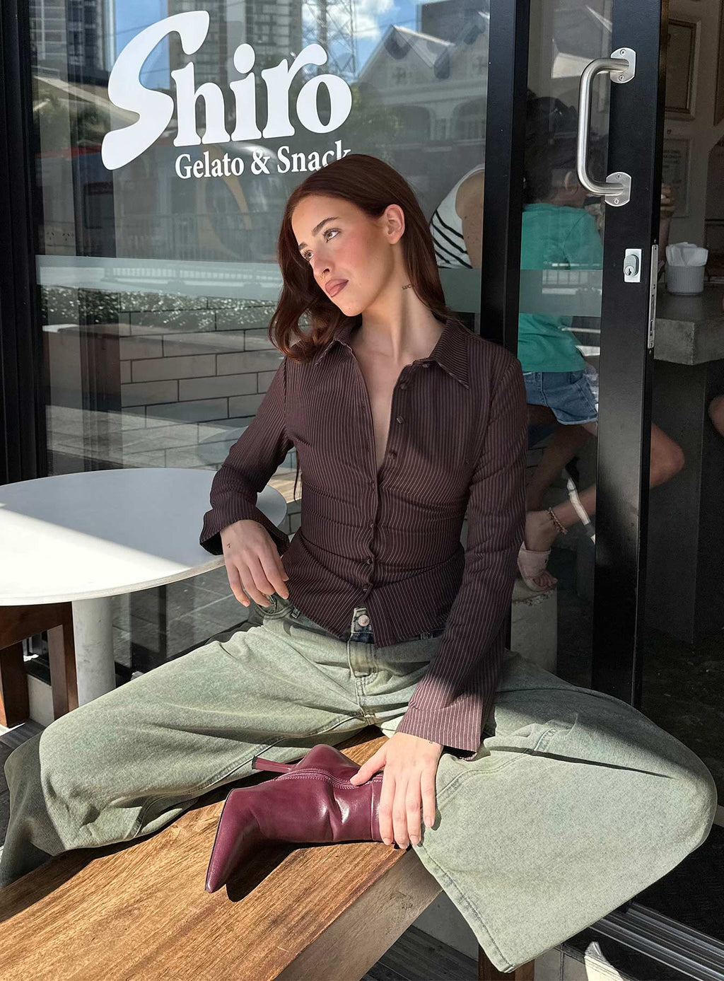 Pinstripe Shirt Brown