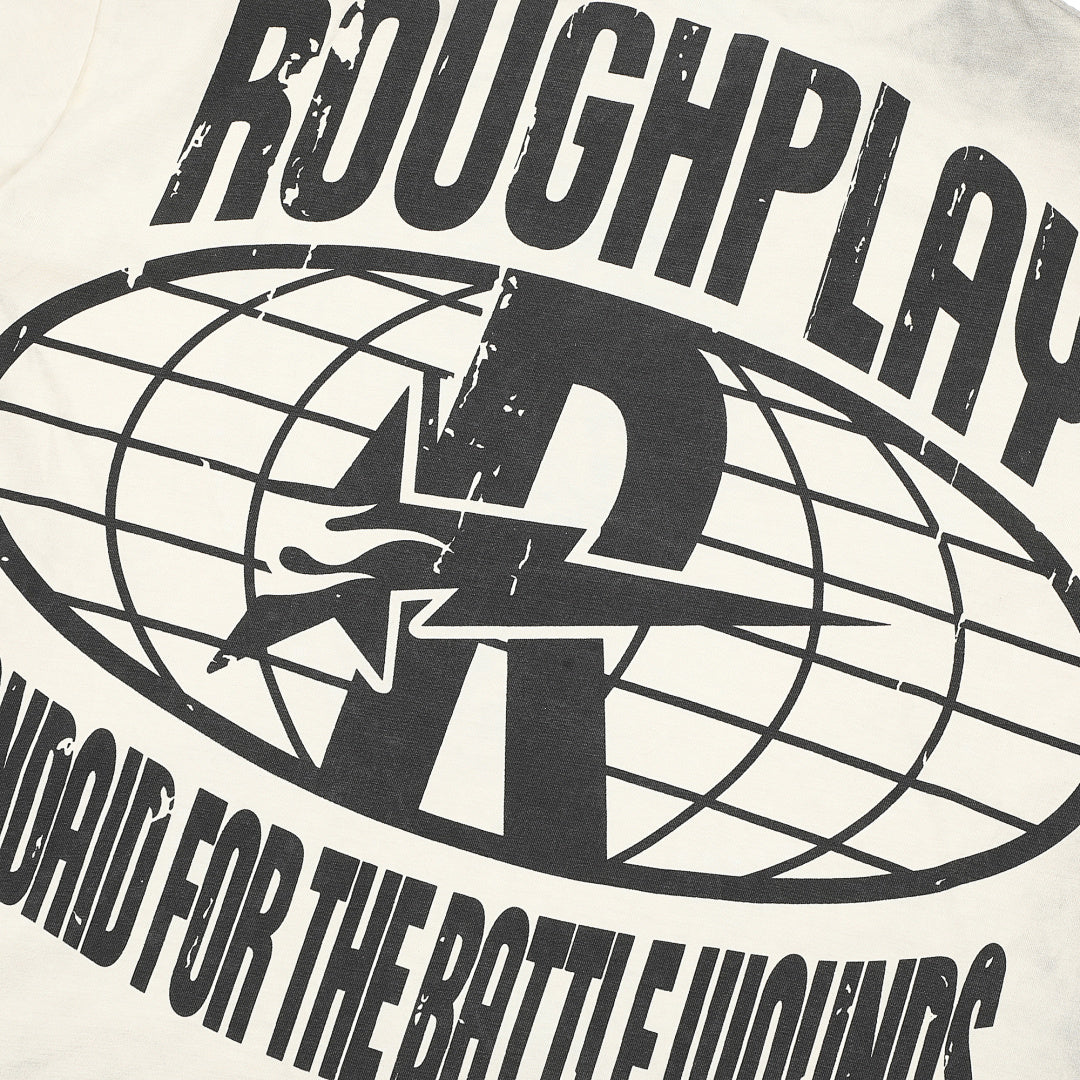 Roughplay Vintage Cartoon Graphic Short Sleeve Tee Men Oversized Streetwear T‑Shirt
