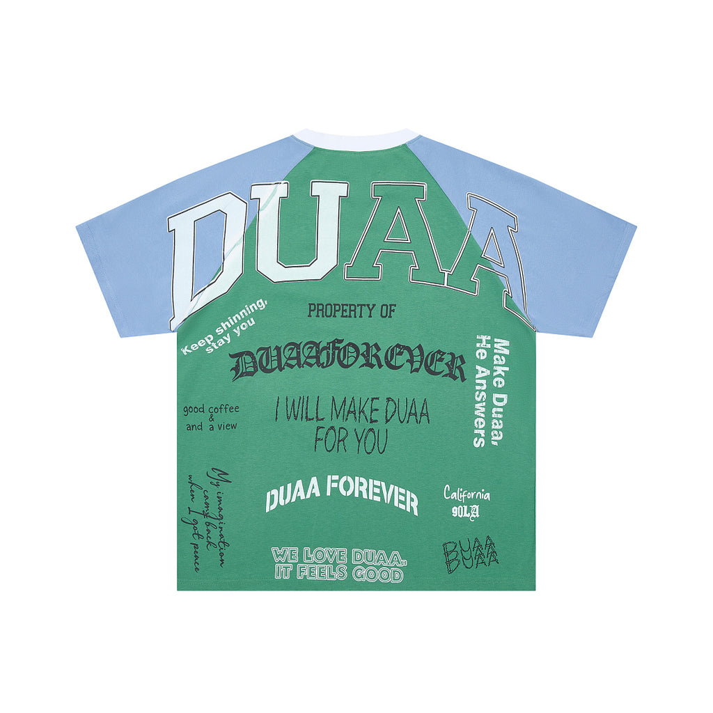 Raglan Sleeve All‑Over Letter Print Oversized T‑Shirt
