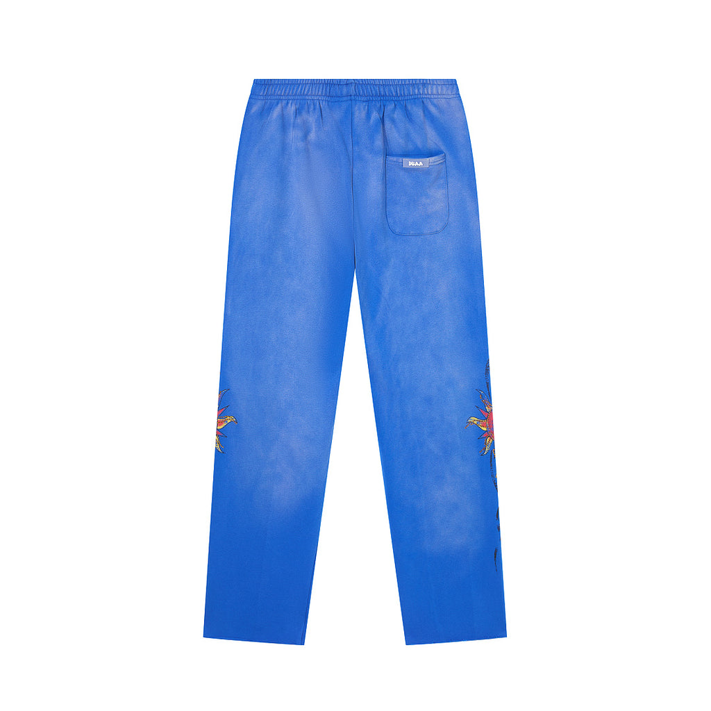 Vintage Washed Gothic Letter Dragon Graphic Wide‑Leg Sweatpants
