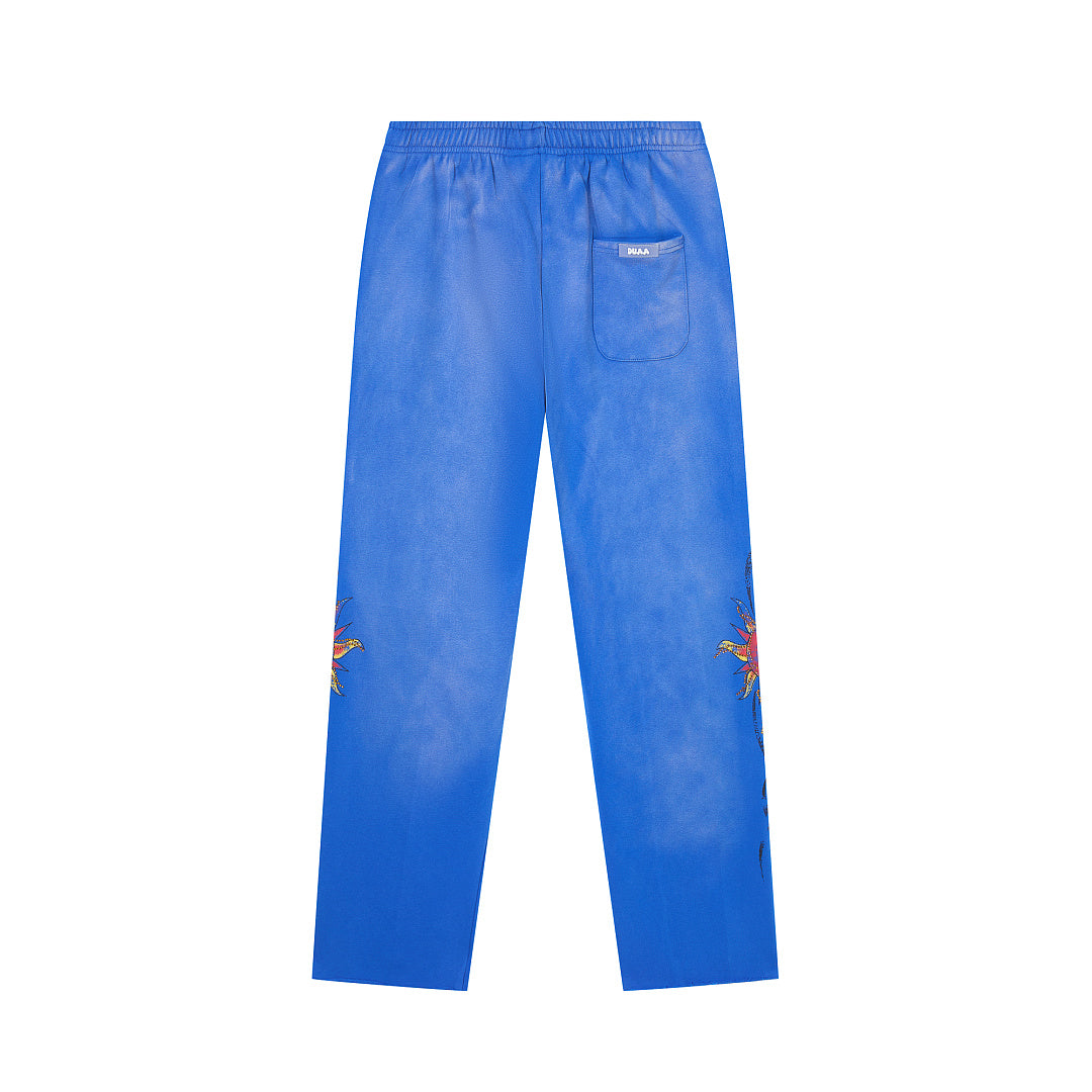 Vintage Washed Gothic Letter Dragon Graphic Wide‑Leg Sweatpants