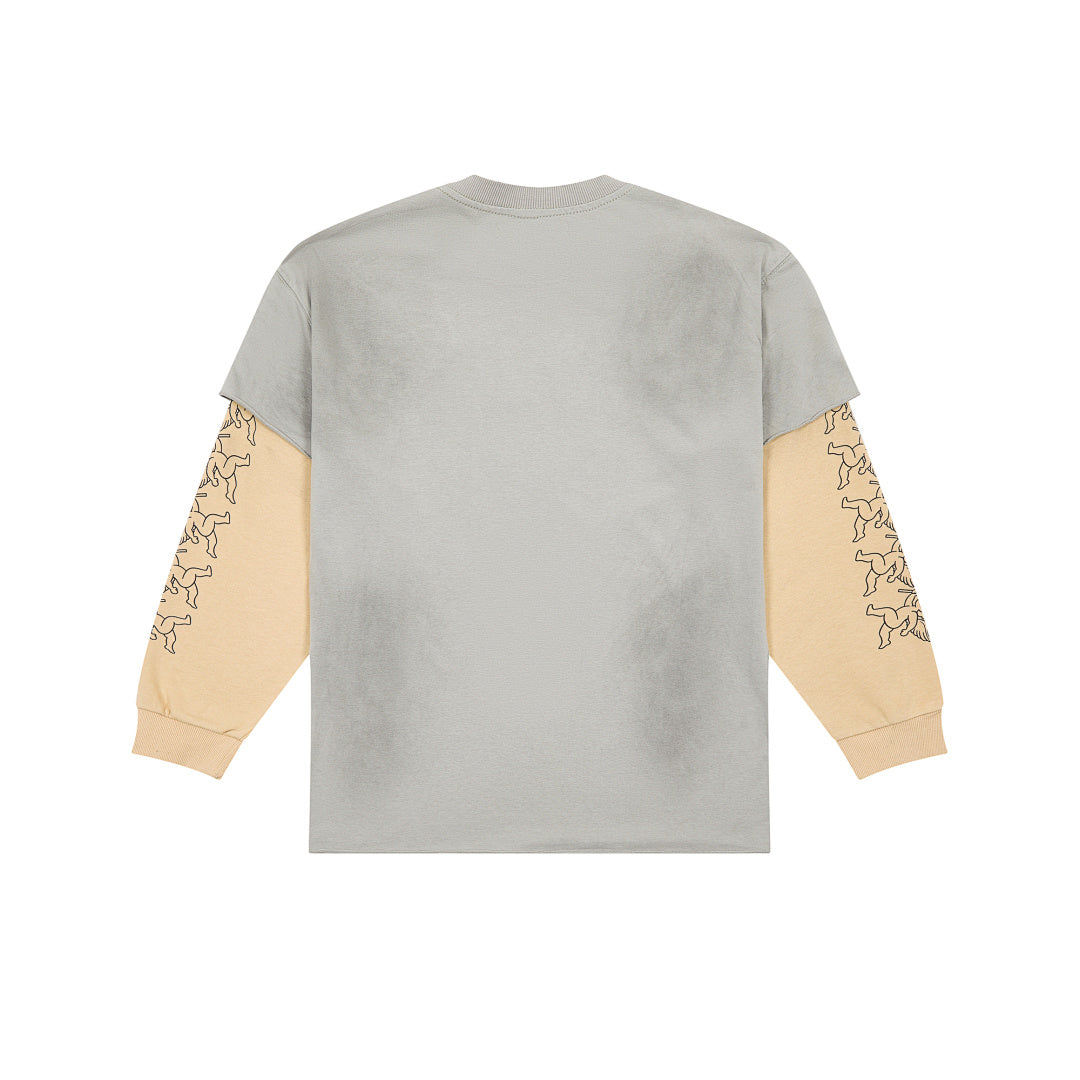 Grey Vintage 1993 Hotline Graphic Long Sleeve Oversized T‑Shirt