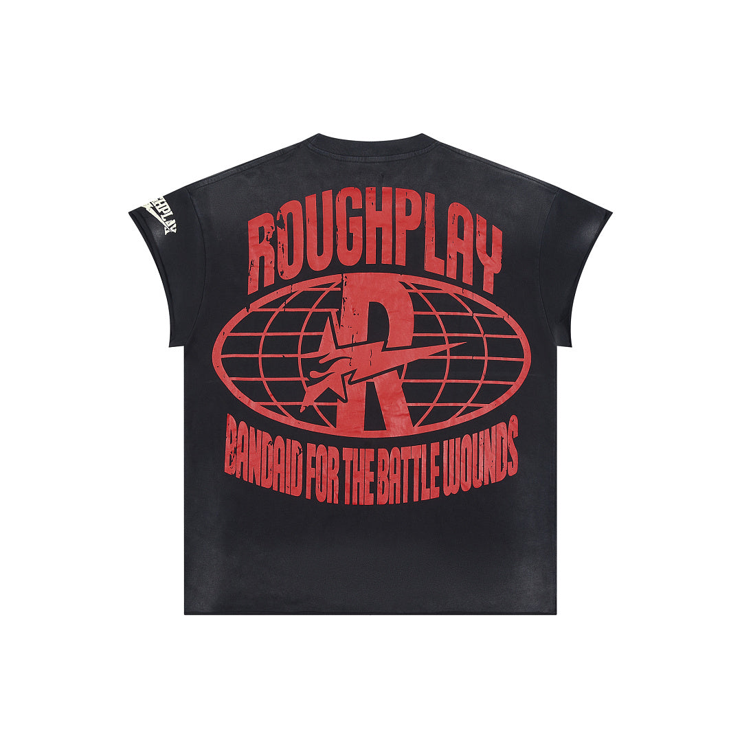 Black Skeleton Portrait Graphic Oversized Tee Roughplay Streetwear Short Sleeve T‑Shirt