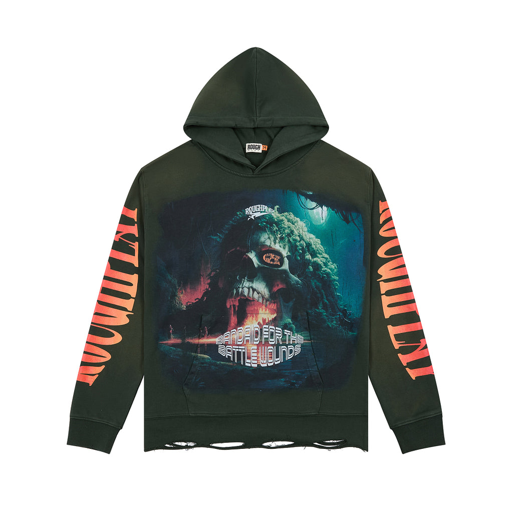 Roughplay Vintage Monster Graphic Hoodie Oversized Streetwear Pullover Hooded Sweatshirt