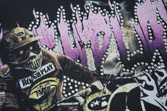 Vintage Washed Black Purple Skull Globe Graphic Oversized T‑Shirt