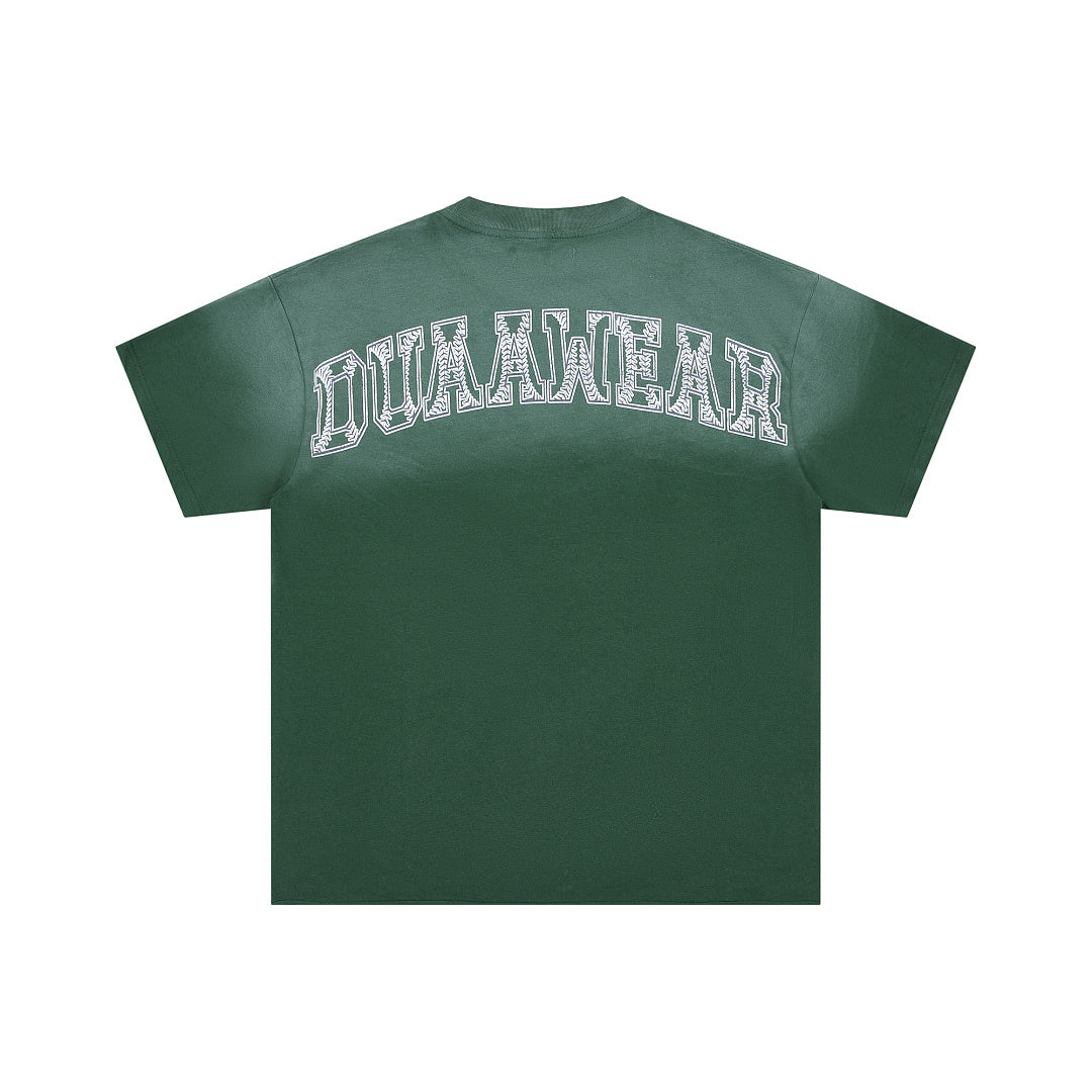 Dark Green Vintage Baseball Graphic Oversized T‑Shirt