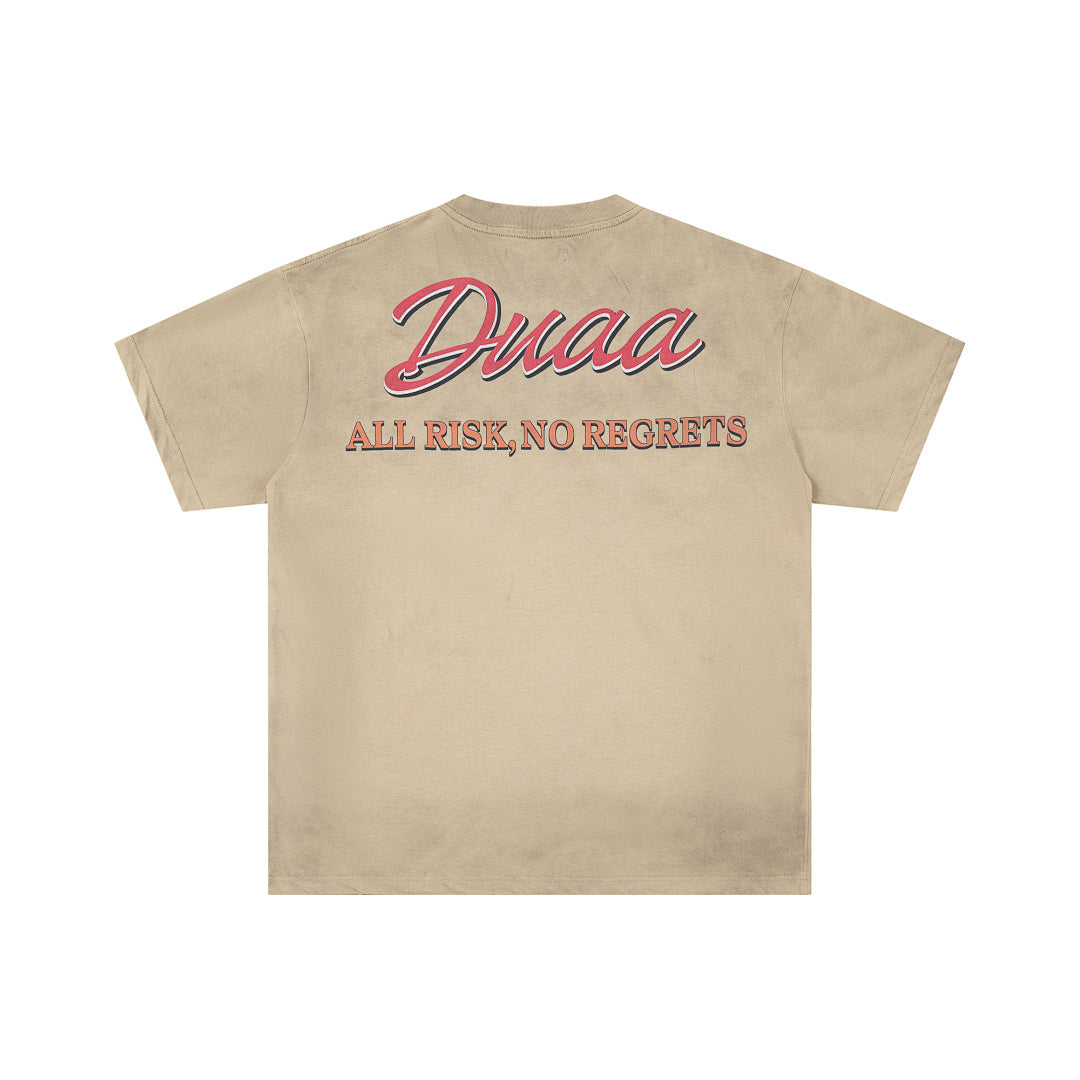 Khaki Washed Vintage Red Classic Car DUAA Graphic Oversized T‑Shirt