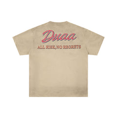 Khaki Washed Vintage Red Classic Car DUAA Graphic Oversized T‑Shirt
