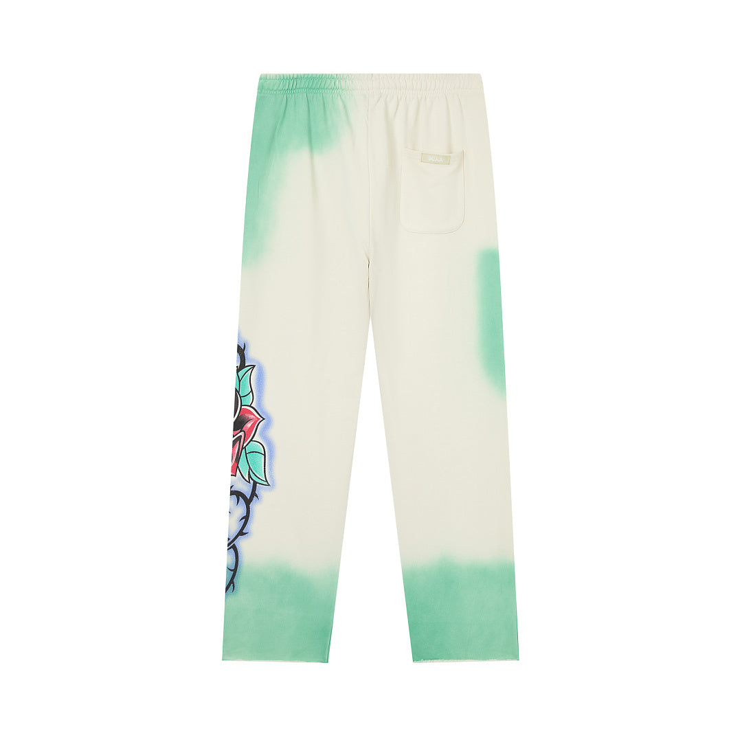 Tie‑Dye Rose Tattoo Graphic Wide‑Leg Sweatpants