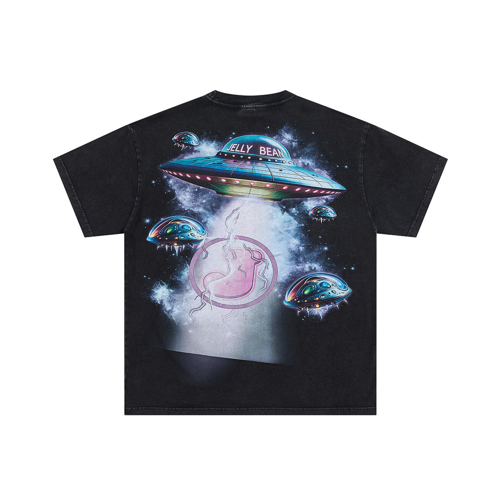 Retro Sci‑Fi Alien UFO Graphic Oversized T‑Shirt