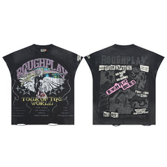 Vintage Washed Black Eagle Tour Graphic Oversized T‑Shirt