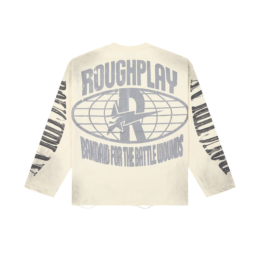 Roughplay Vintage Astronaut Graphic Long Sleeve Tee Men Oversized Streetwear Top