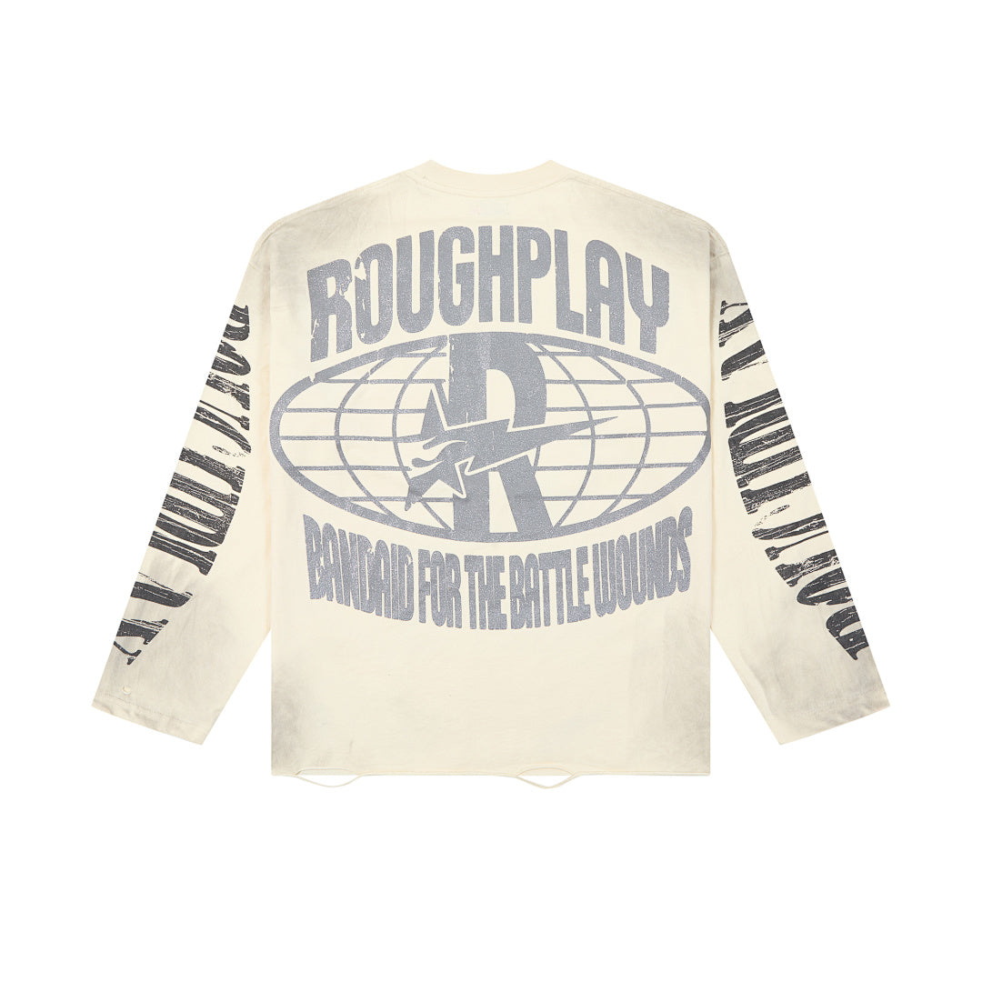 Roughplay Vintage Astronaut Graphic Long Sleeve Tee Men Oversized Streetwear Top