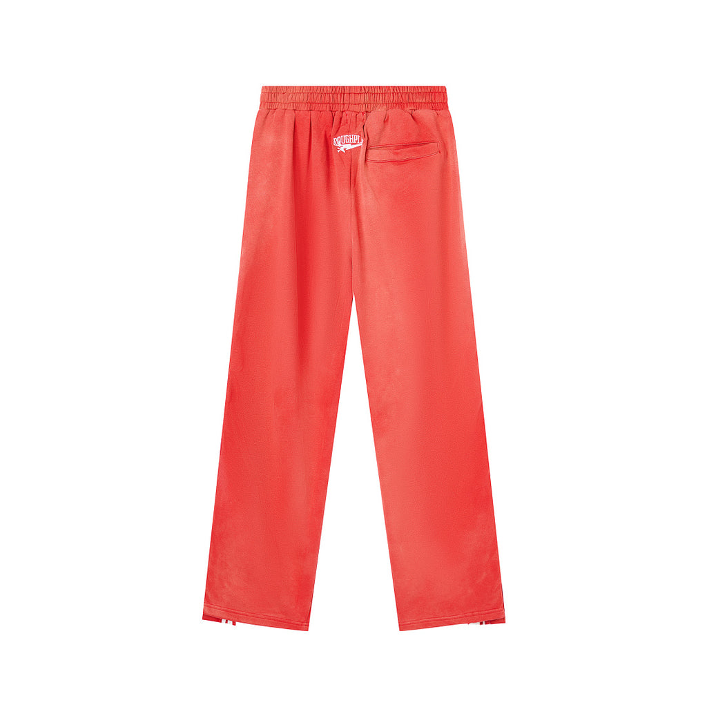 Red Side Stripe Gothic Letter DUAA Wide Leg Track Pants